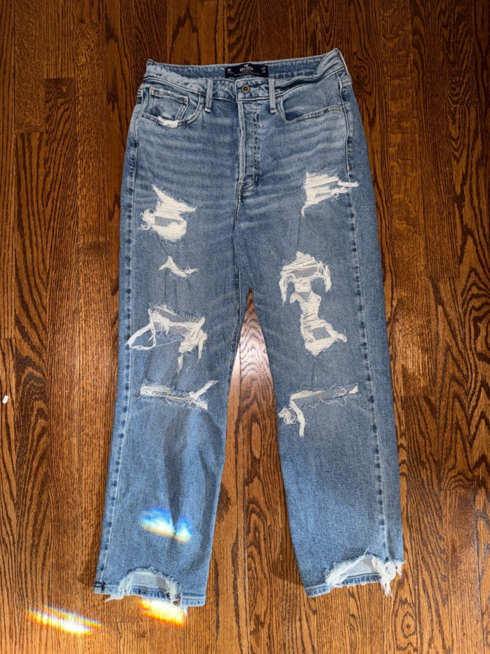 Hollister Light Blue Distressed High-Rise Jeans
